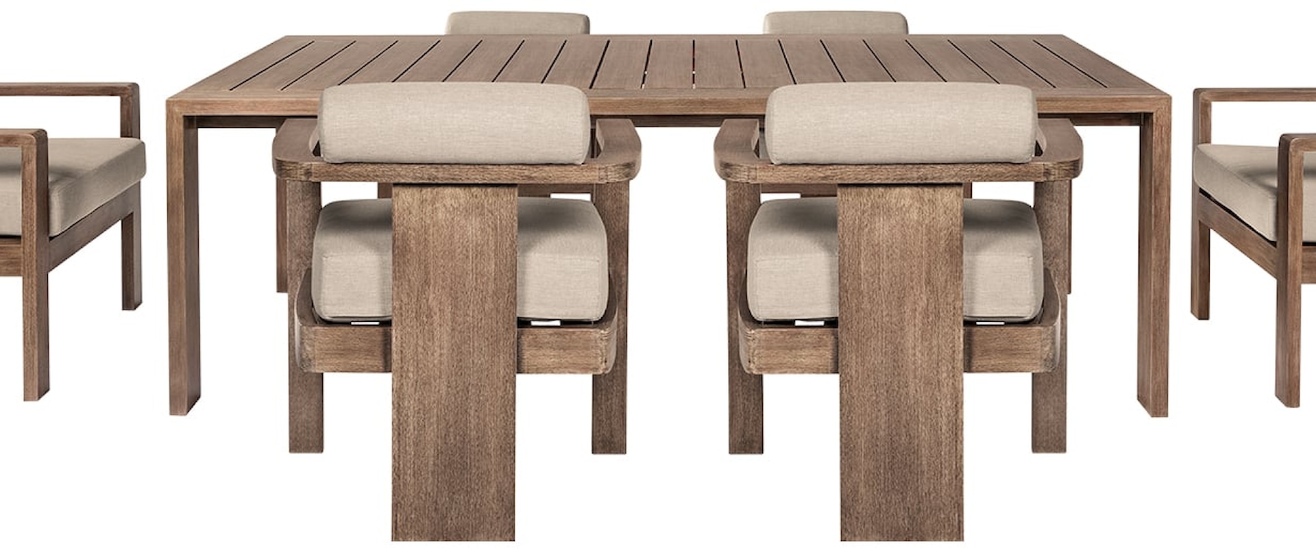 Contemporary 7 Piece Patio Dining Set in Weathered Eucalyptus Wood