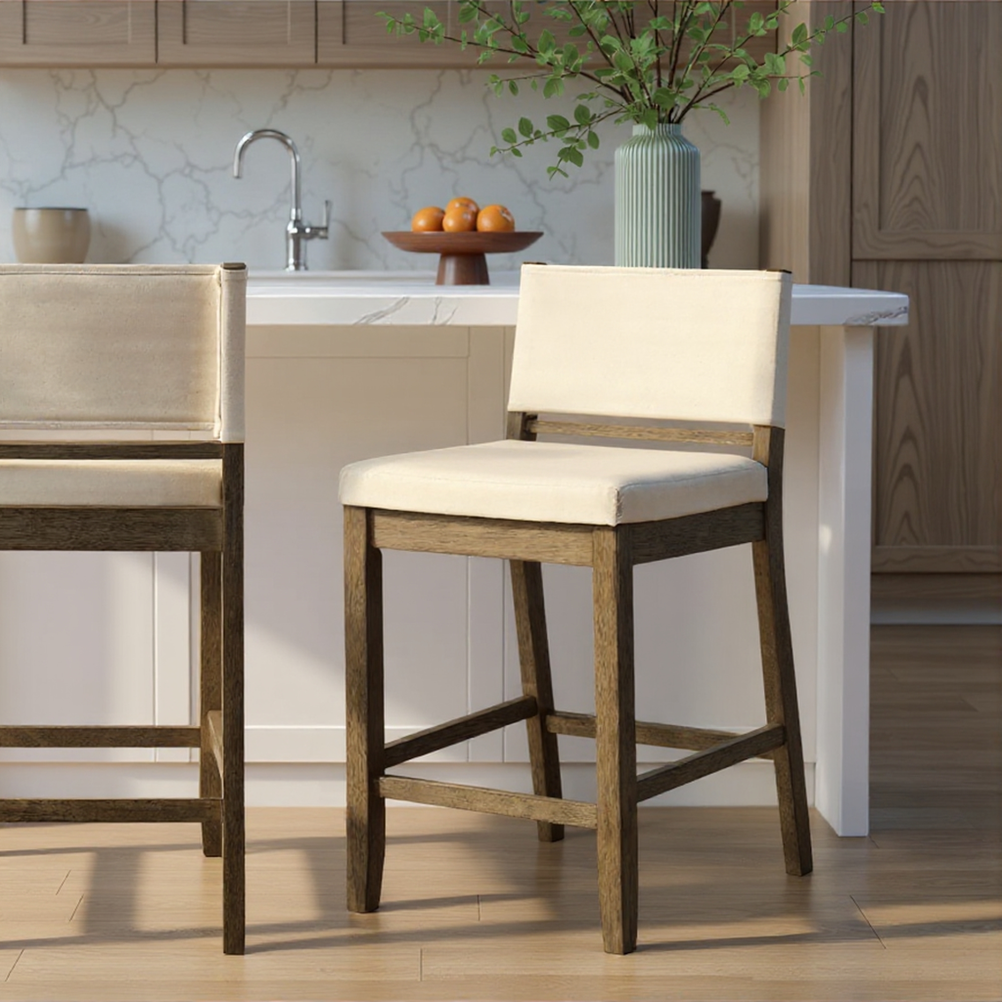 Armen Living Yaneli Upholstered Counter-Height Kitchen Stool