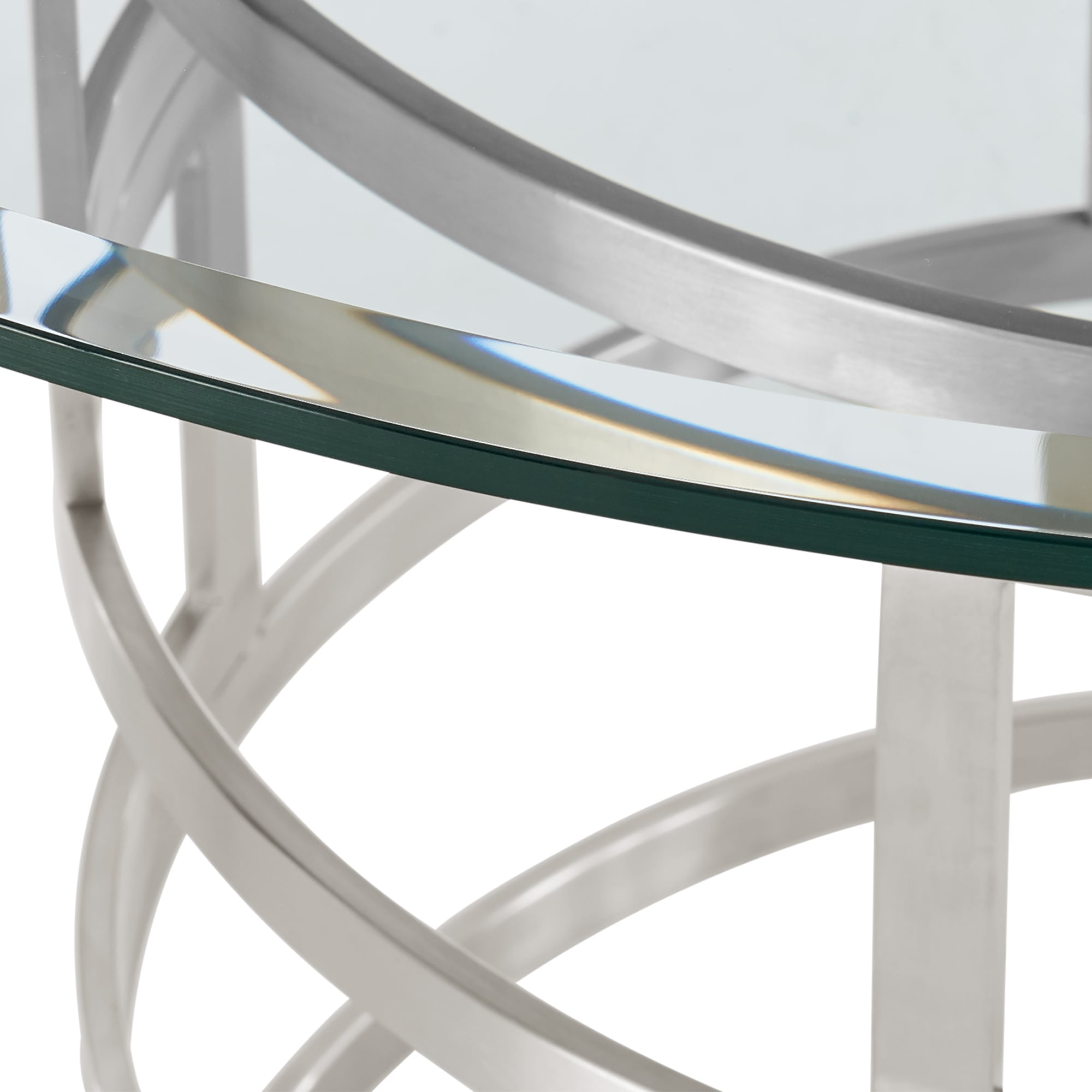 Armen Living Diaz 48" Round Glass-Top Dining Table