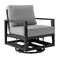 Contemporary Outdoor Aluminum Swivel Glider Chair with Gray Cushions