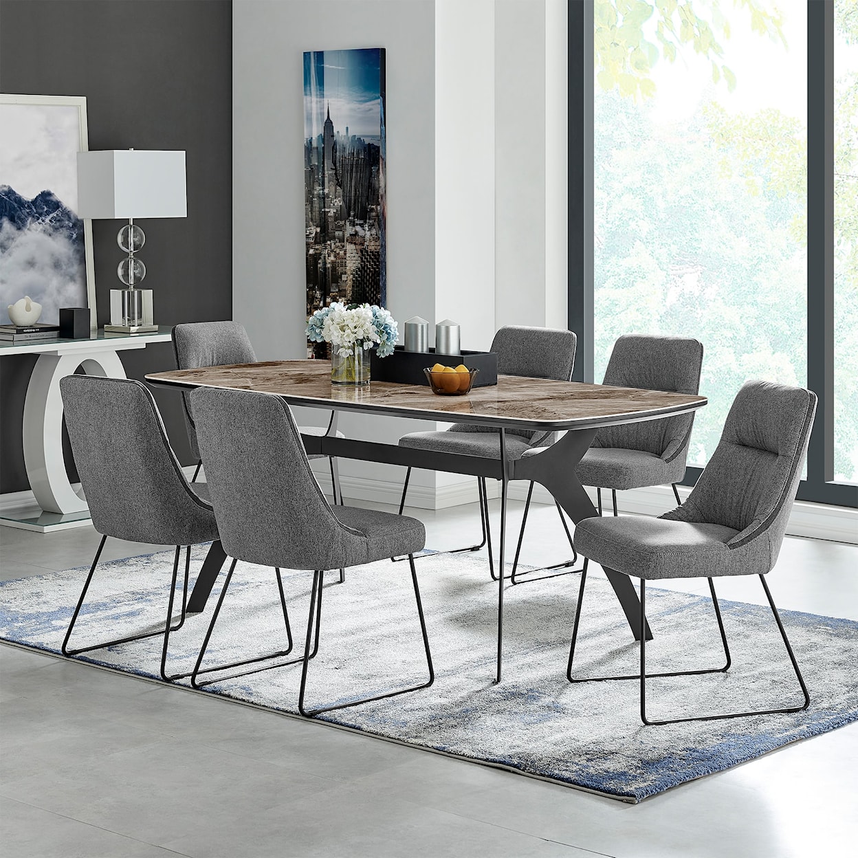 Armen Living Andes/Quartz Dining Set