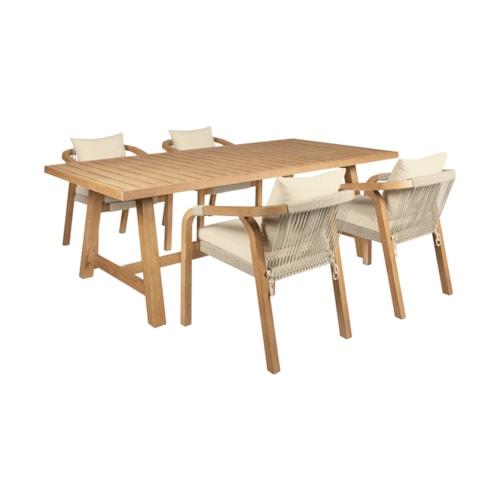 Coastal 5-Piece Patio Dining Set with UV and Water Resistant Table Wood