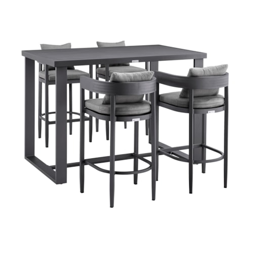 Contemporary 5-Piece Outdoor Bar Dining Set