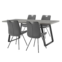 Contemporary 5-Piece Gray Rectangular Dining Set