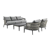 Transitional Patio 4-Piece Set with Rope Accents and Cushioned Seating