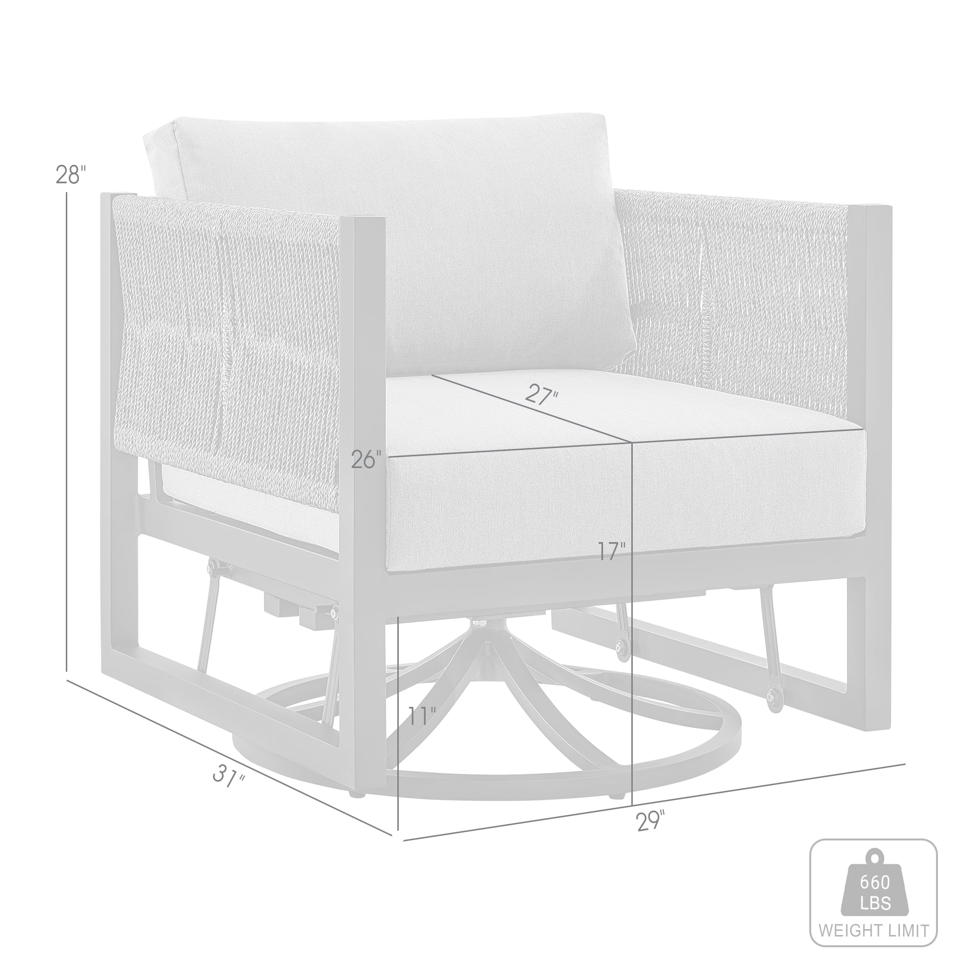 Armen Living Mareike Outdoor Swivel Chair