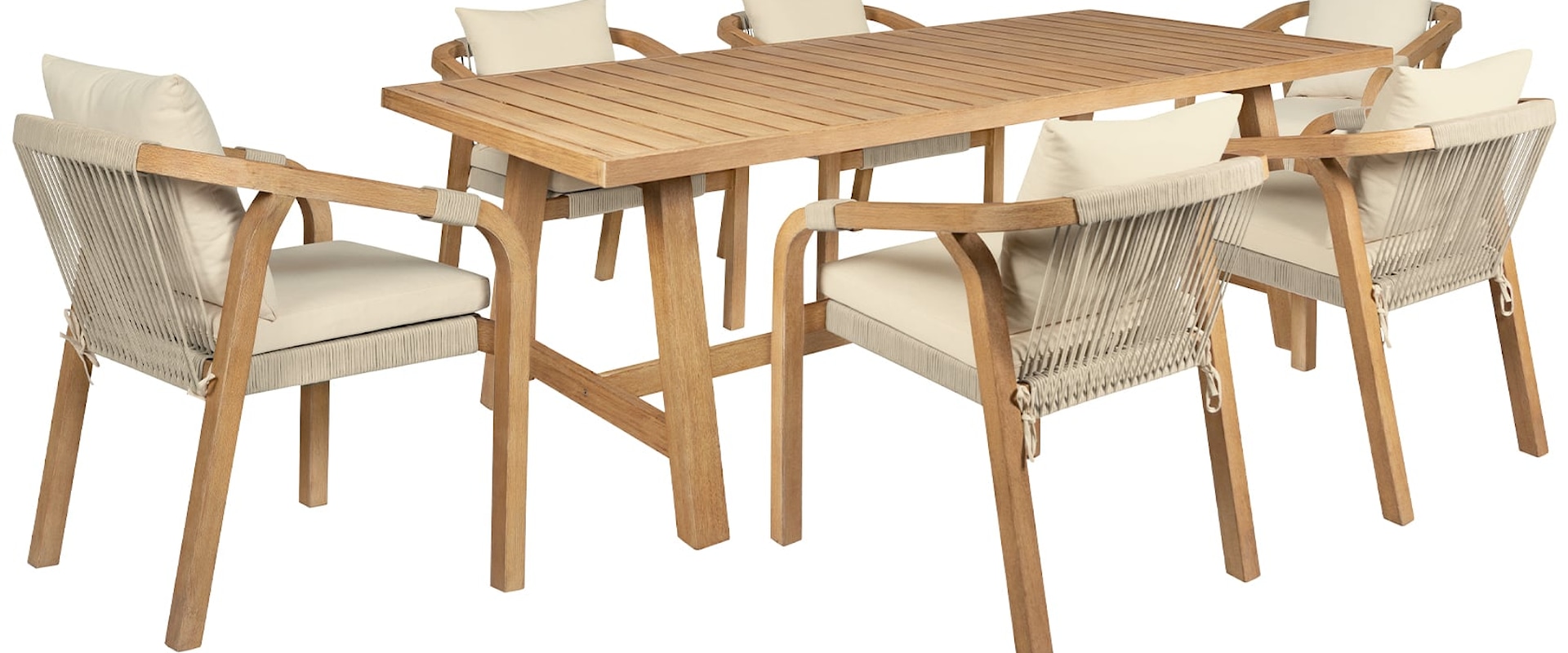 Coastal 7-Piece Patio Dining Set with Water and UV Resistant Table Wood