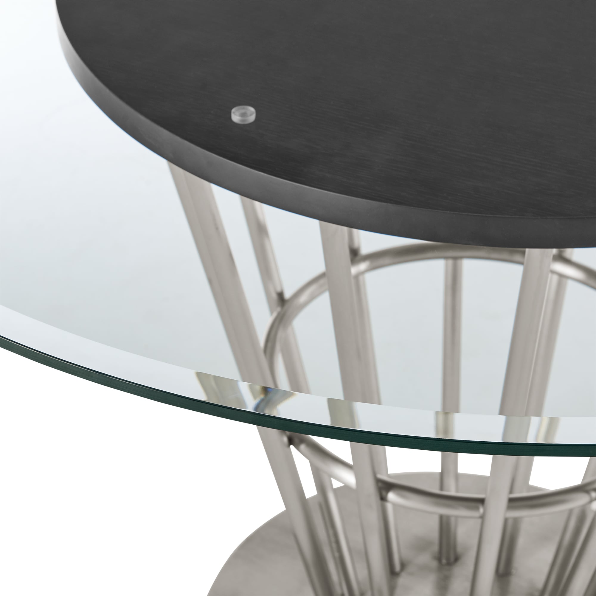 Armen Living Veronica 48" Round Glass-Top Dining Table