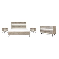 4 Piece King Bedroom Set in Two-Tone Acacia Wood