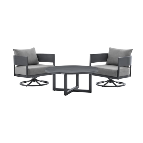 Contemporary 3-pc. Outdoor Conversation Set with Swivel Rocking Chairs