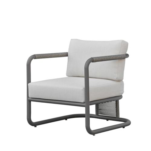 Modern Coastal Outdoor Club Chair with Rope Accent