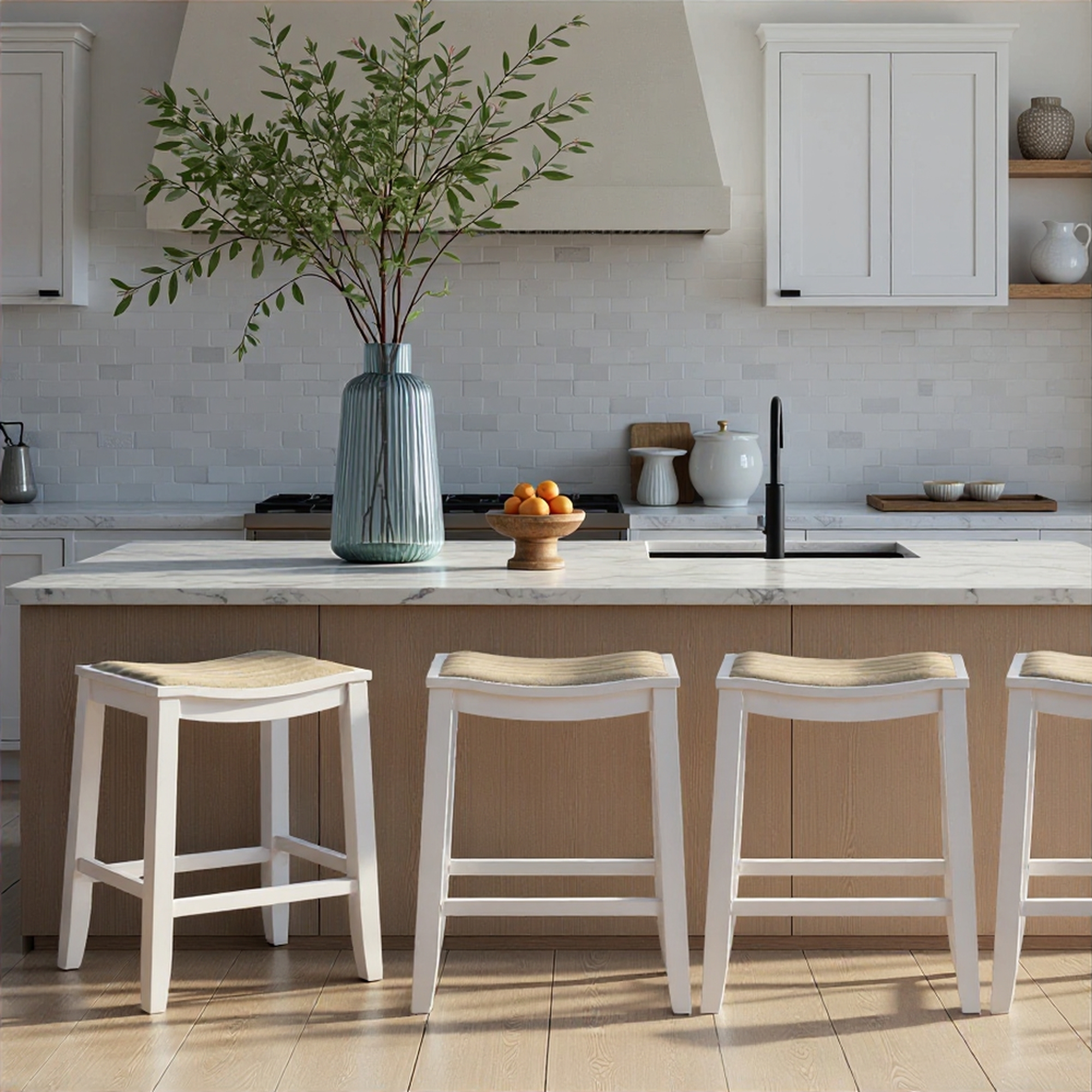 Armen Living Iyani Backless Counter Stool w/Upholstered Seat