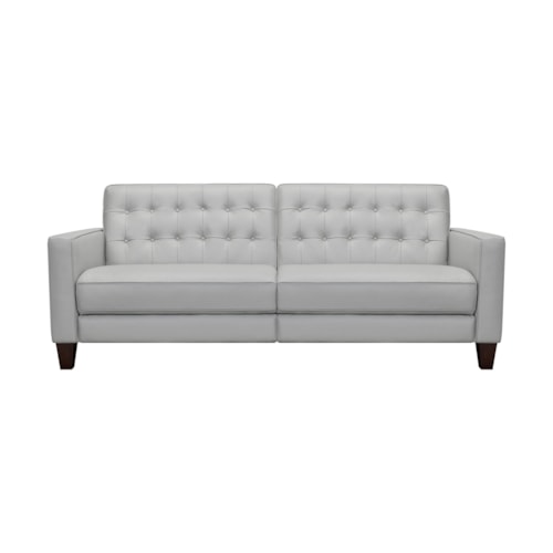 Wesley 81" Dove Gray Genuine Leather Power Footrest Tuxedo Arm Sofa