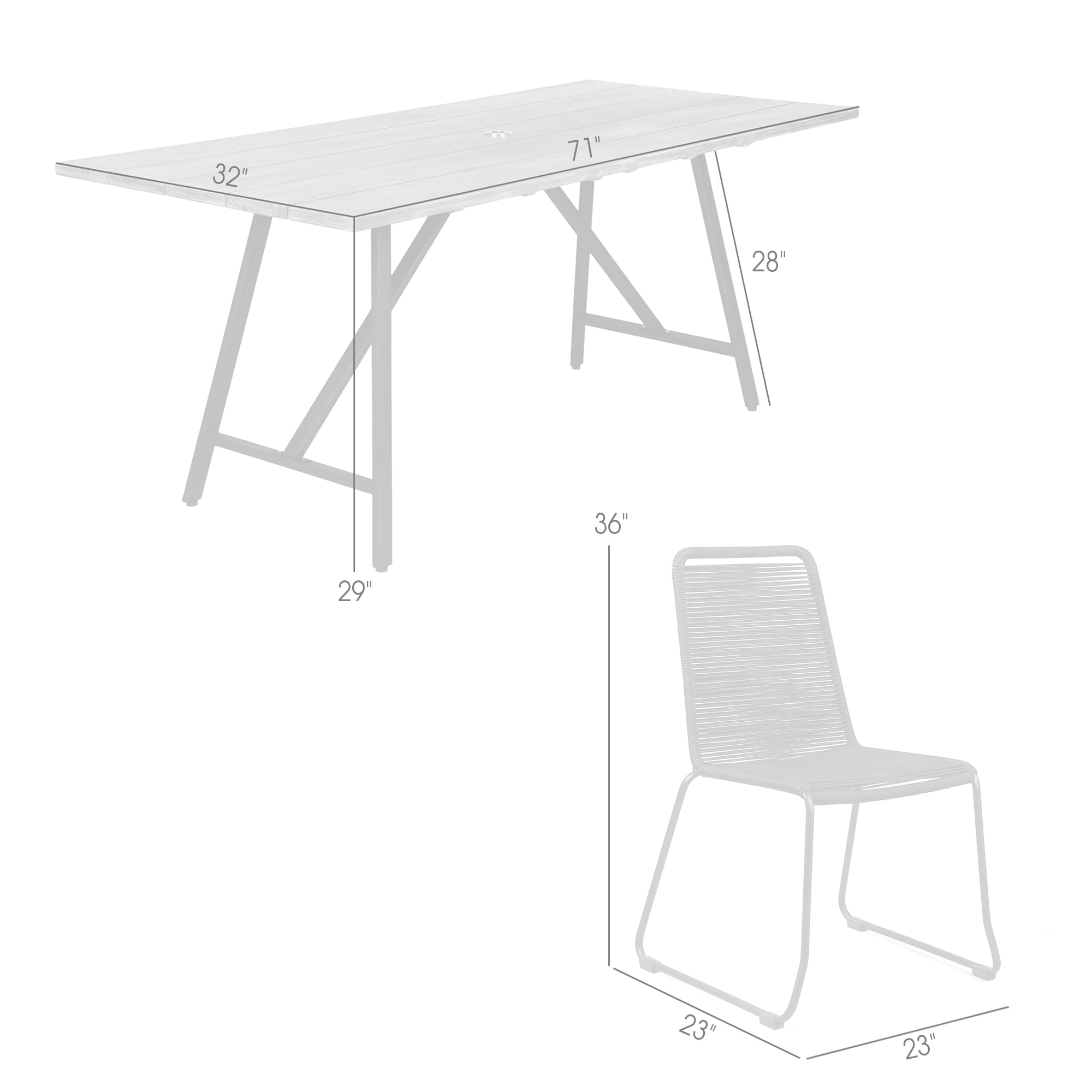 Armen Living Frinton / Shasta 5-Piece Outdoor Dining Set