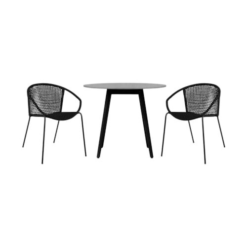 Contemporary 3-Piece Outdoor Dining Set with Barrel Back Chairs