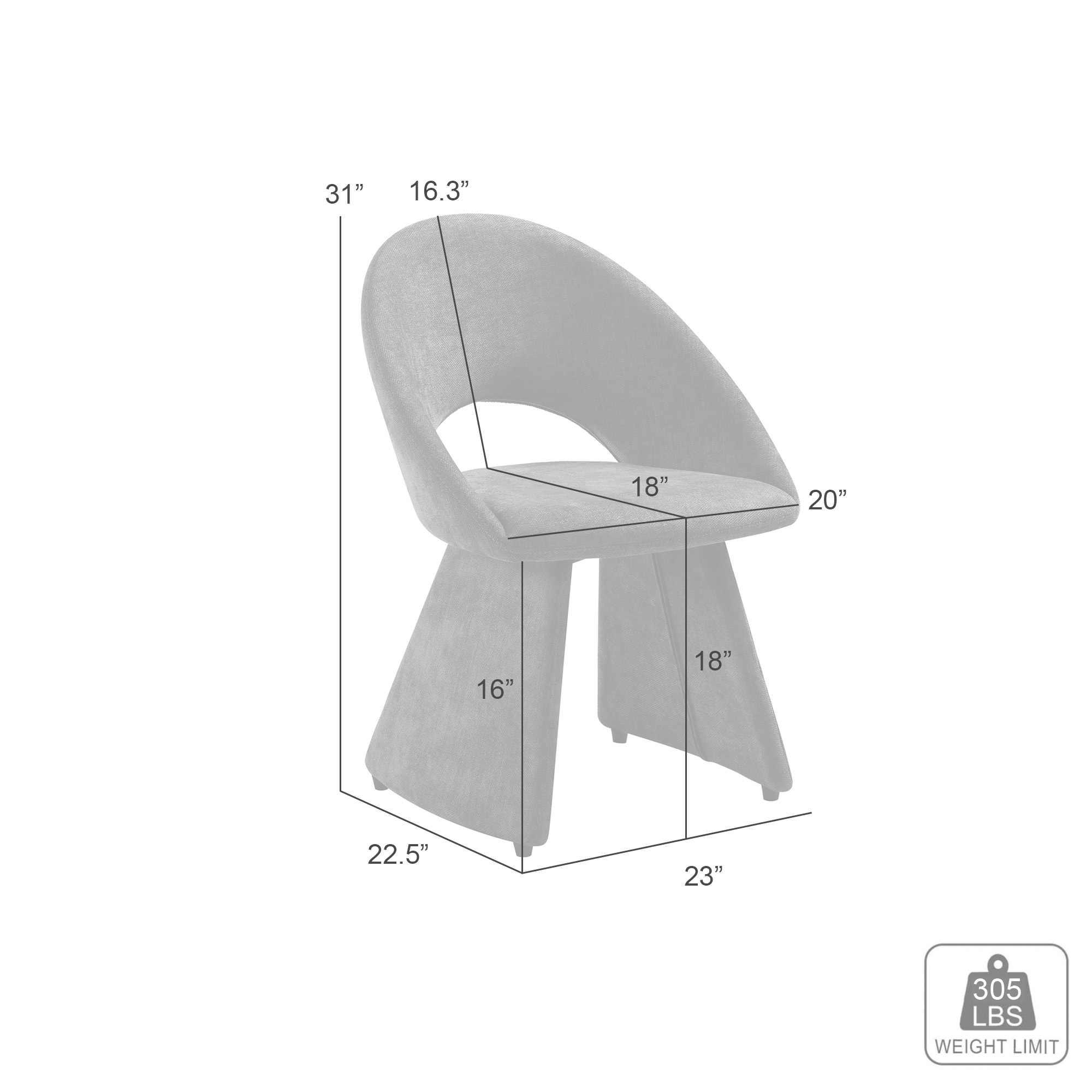 Armen Living Angelina Fully-Upholstered Dining Chair