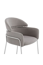 Armen Living Portia Portia Gray Velvet and Brushed Stainless Steel Dining Room Chairs - Set of 2