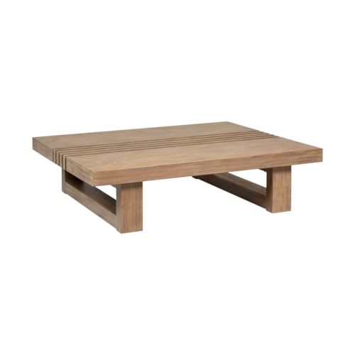 Contemporary Brown Outdoor Coffee Table with U-Shaped Legs