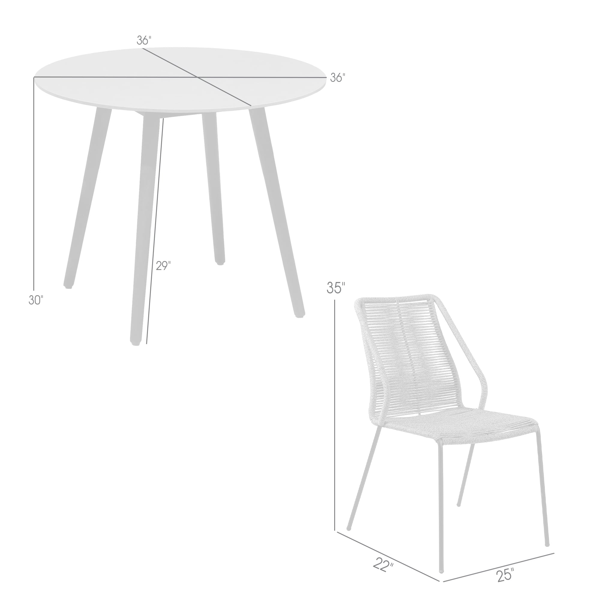 Armen Living Kylie / Clip 3-Piece Outdoor Dining Set
