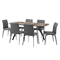 Andes and Lyon Gray Fabric 7 Piece Rectangular Dining Set