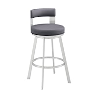 Contemporary 26" Swivel Counter Stool with Brushed Stainless Steel and Open Back