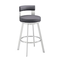 Contemporary 30" Swivel Barstool with Brushed Stainless Steel and Open Back