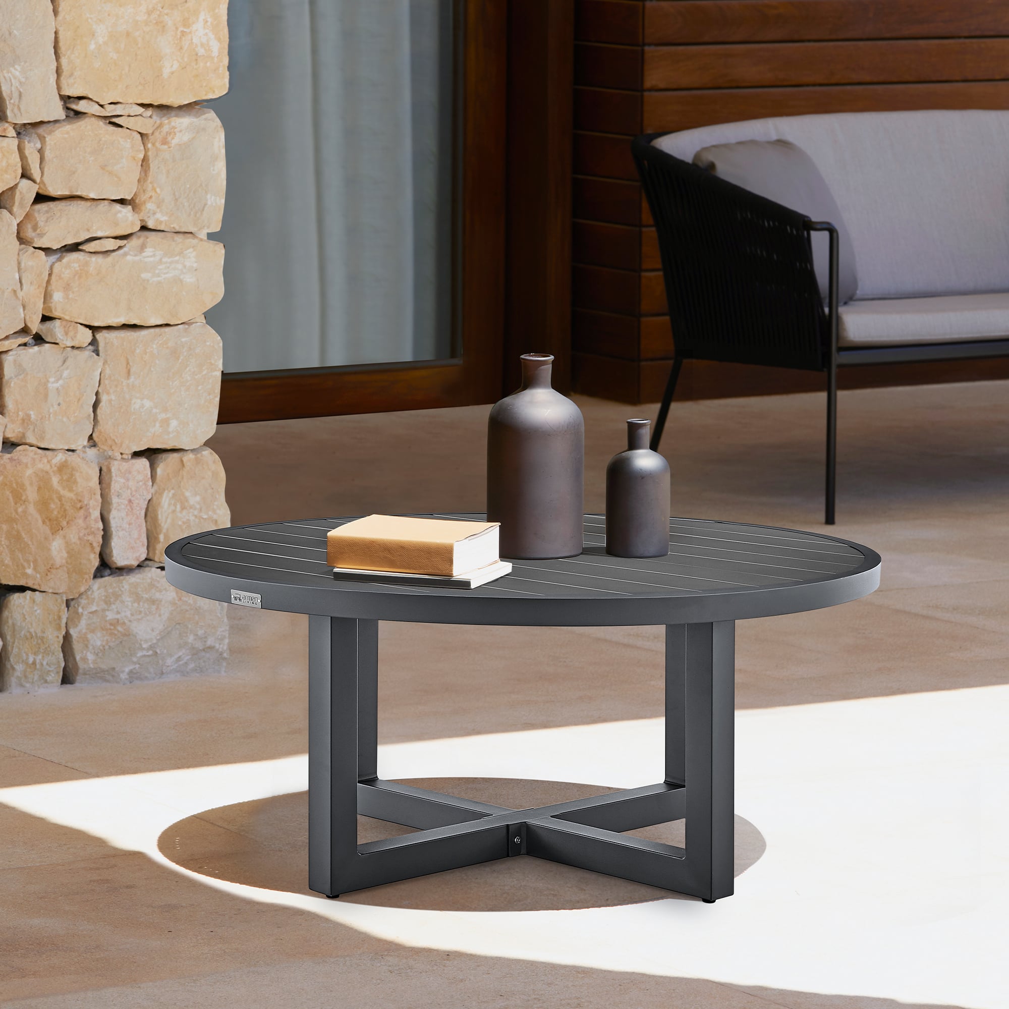 Armen Living Menorca 42" Round Outdoor Coffee Table
