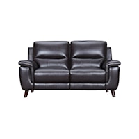 Contemporary Leather Power Reclining Loveseat with USB