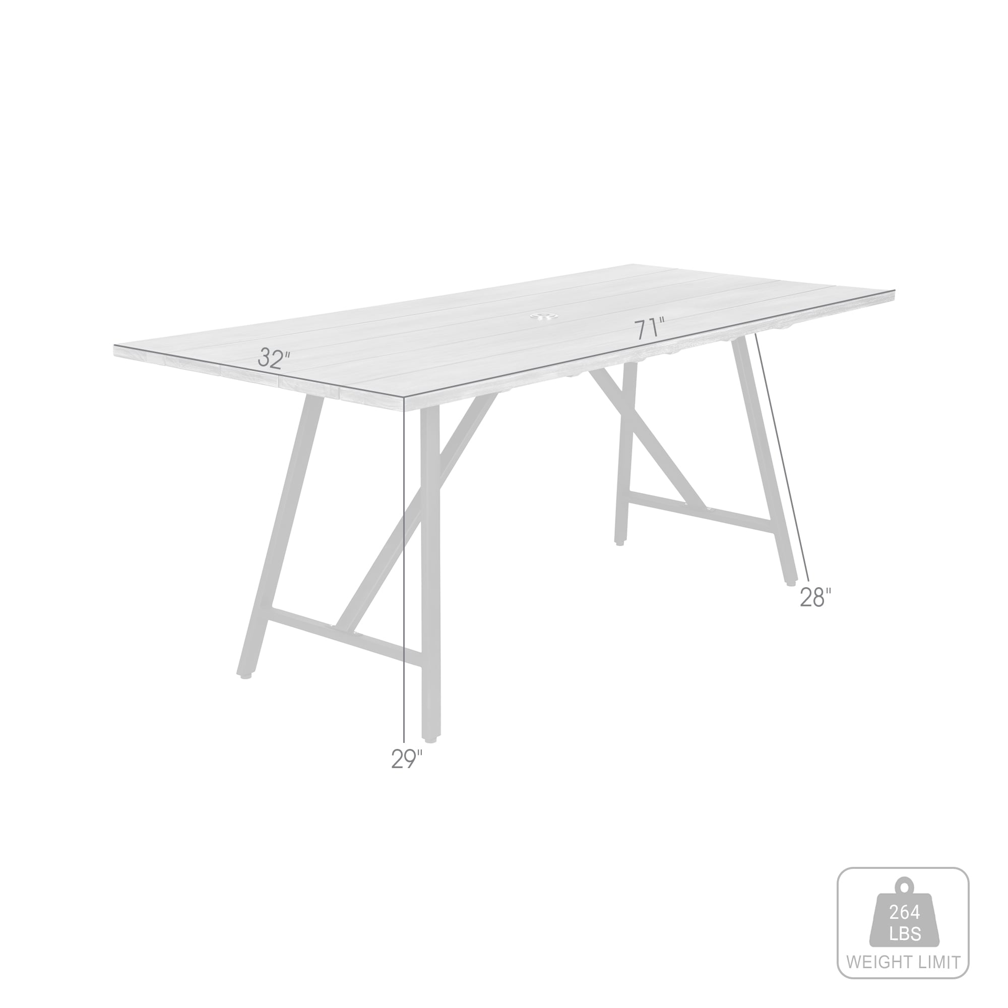 Armen Living Frinton Rectangular Outdoor Dining Table
