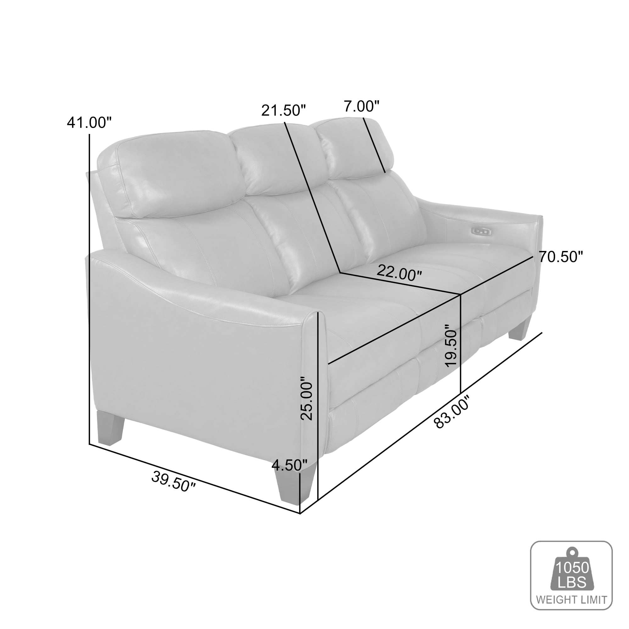 Armen Living Milos Power Reclining Sofa