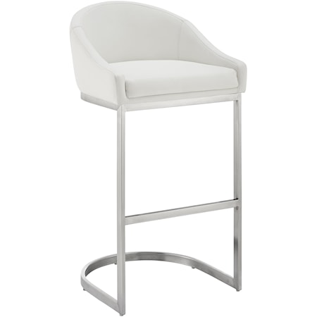 Contemporary Upholstered Bar Stool with Brushed Stainless Steel Base