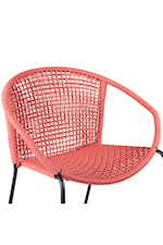 Armen Living Snack Snack Indoor Outdoor Stackable Steel Dining Chair with Brick Red Rope - Set of 2