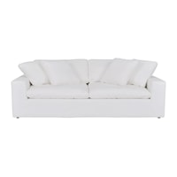 Contemporary White 2-Cushion Sofa with Tuxedo Arms