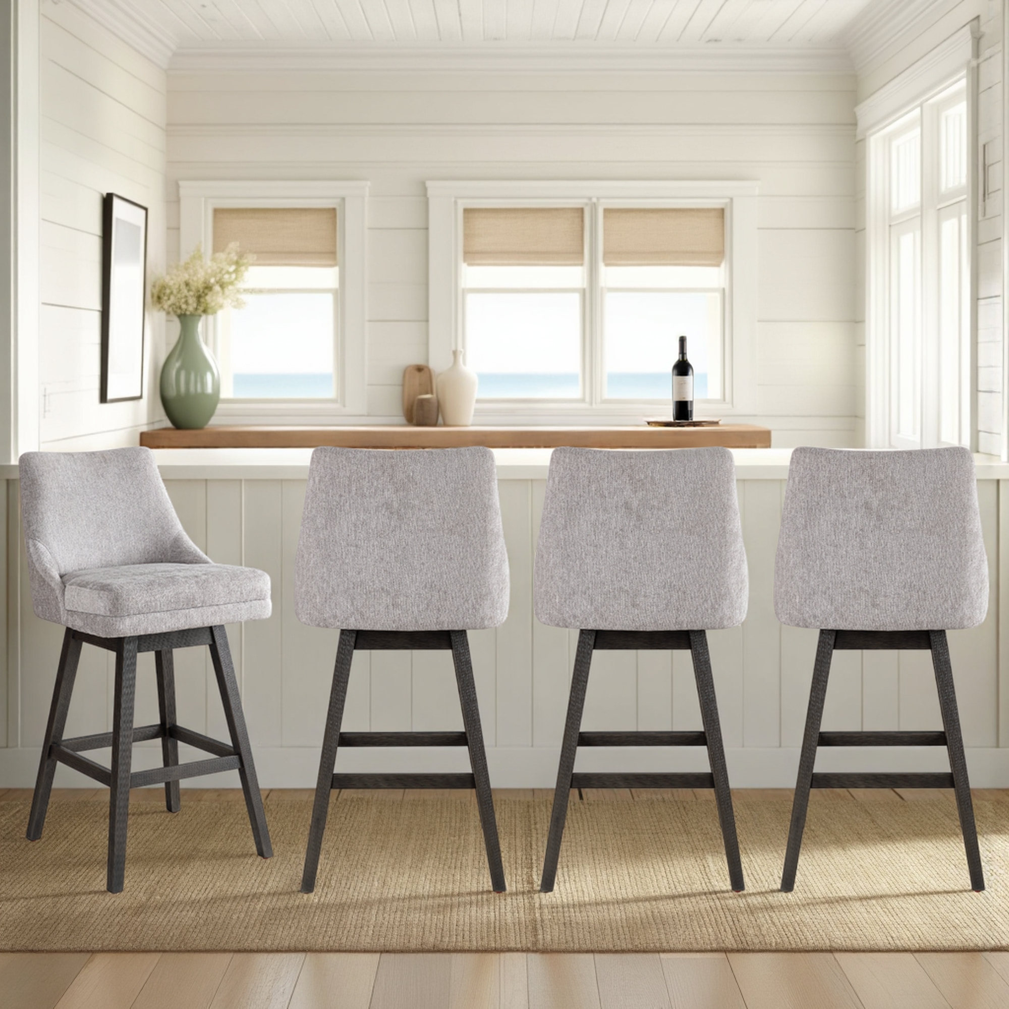 Armen Living Branson Upholstered Swivel Barstool