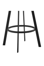 Armen Living Roman Roman 26" Gray Faux Leather and Black Metal Swivel Bar Stool