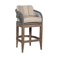 Contemporary Outdoor Bar Stool with Gray Rope
