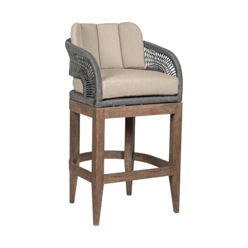Contemporary Outdoor Counter Stool with Gray Rope