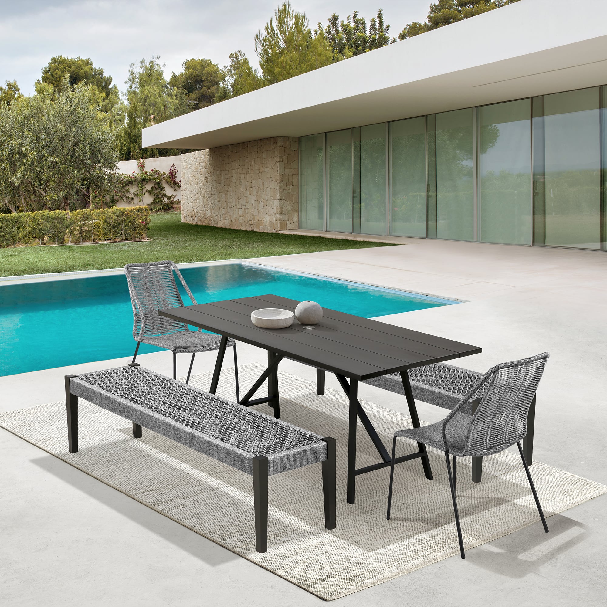 Armen Living Frinton / Clip / Rhett 5-Piece Outdoor Dining Set
