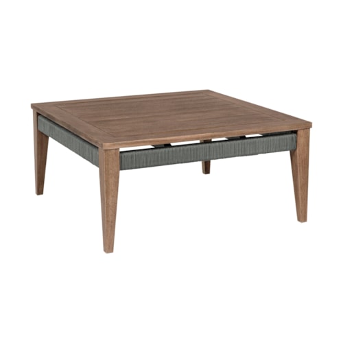 Contemporary Outdoor Coffee Table in Weathered Eucalyptus Wood