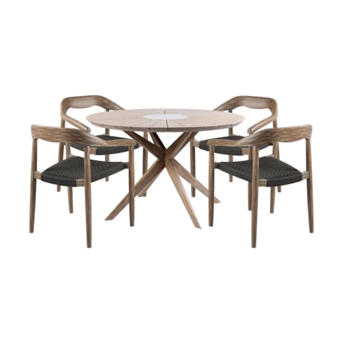 Contemporary Outdoor Dining Set with Rope Seats