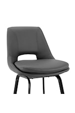 Armen Living Carise Contemporary Faux Leather and Black Metal Swivel Counter Stool