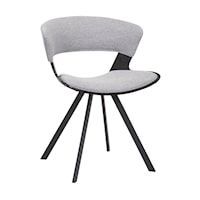Ulric Black Wood and Metal Modern Dining Room Accent Chair in Grey