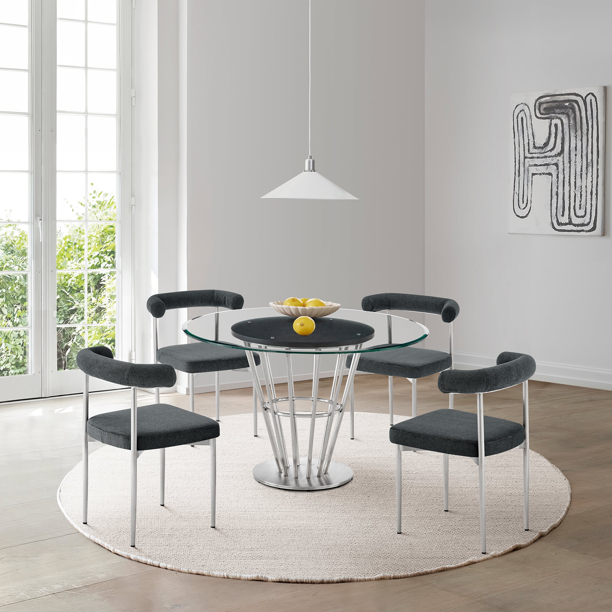 Armen Living Shannon Metal Open-Back Upholstered Dining Chair