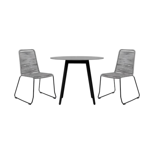 Contemporary 3-Piece Outdoor Dining Set with Rope Detailed Seats