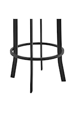 Armen Living Prinz 30" Bar Height Metal Barstool in Black Faux Leather with Brushed Stainless Steel Finish