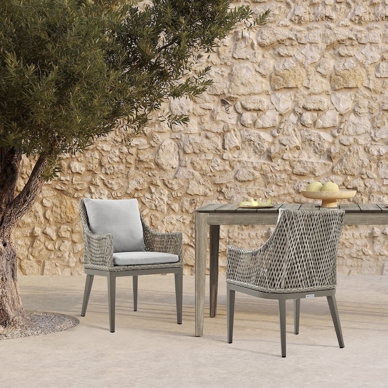 Armen Living Silvana Set of 2 Outdoor Dining Chairs