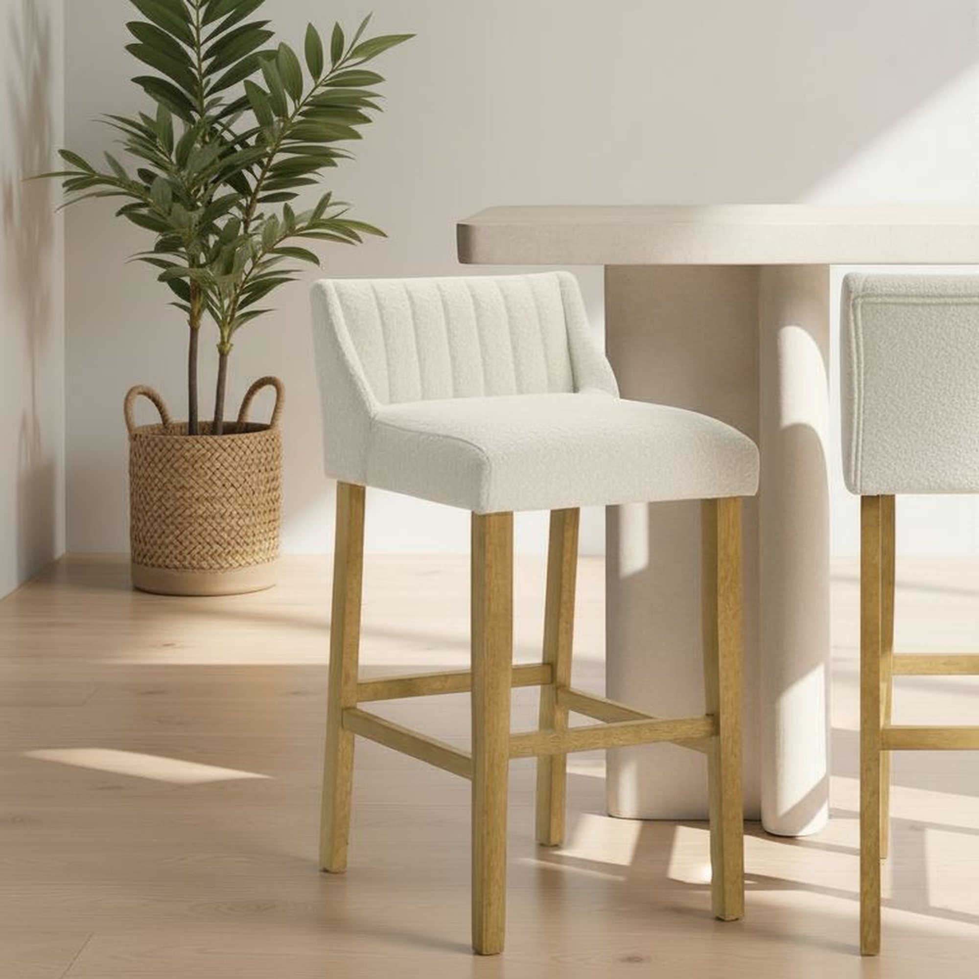 Armen Living Fauna Upholstered Barstool w/Channel Tufting