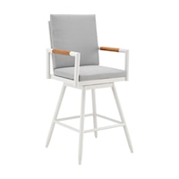 Transitional Outdoor Counter Height Swivel Stool with Cushion Seating