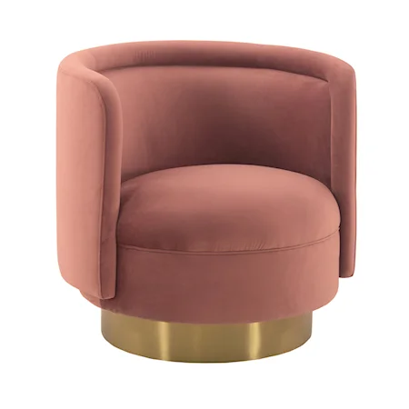 Contemporary Blush Fabric Upholstered Sofa Accent Chair with Brushed Gold Legs