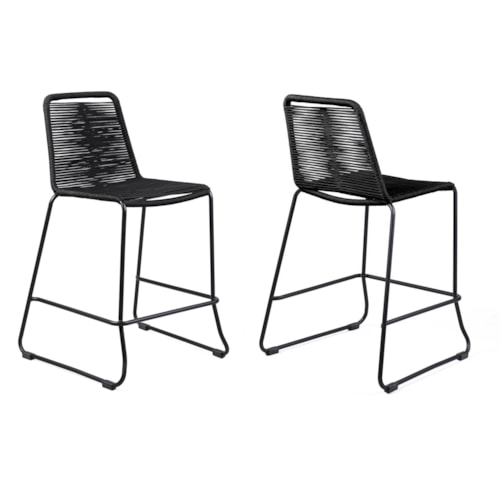 Contemporary Outdoor Counter-Height Stackable Stool - Set of Two